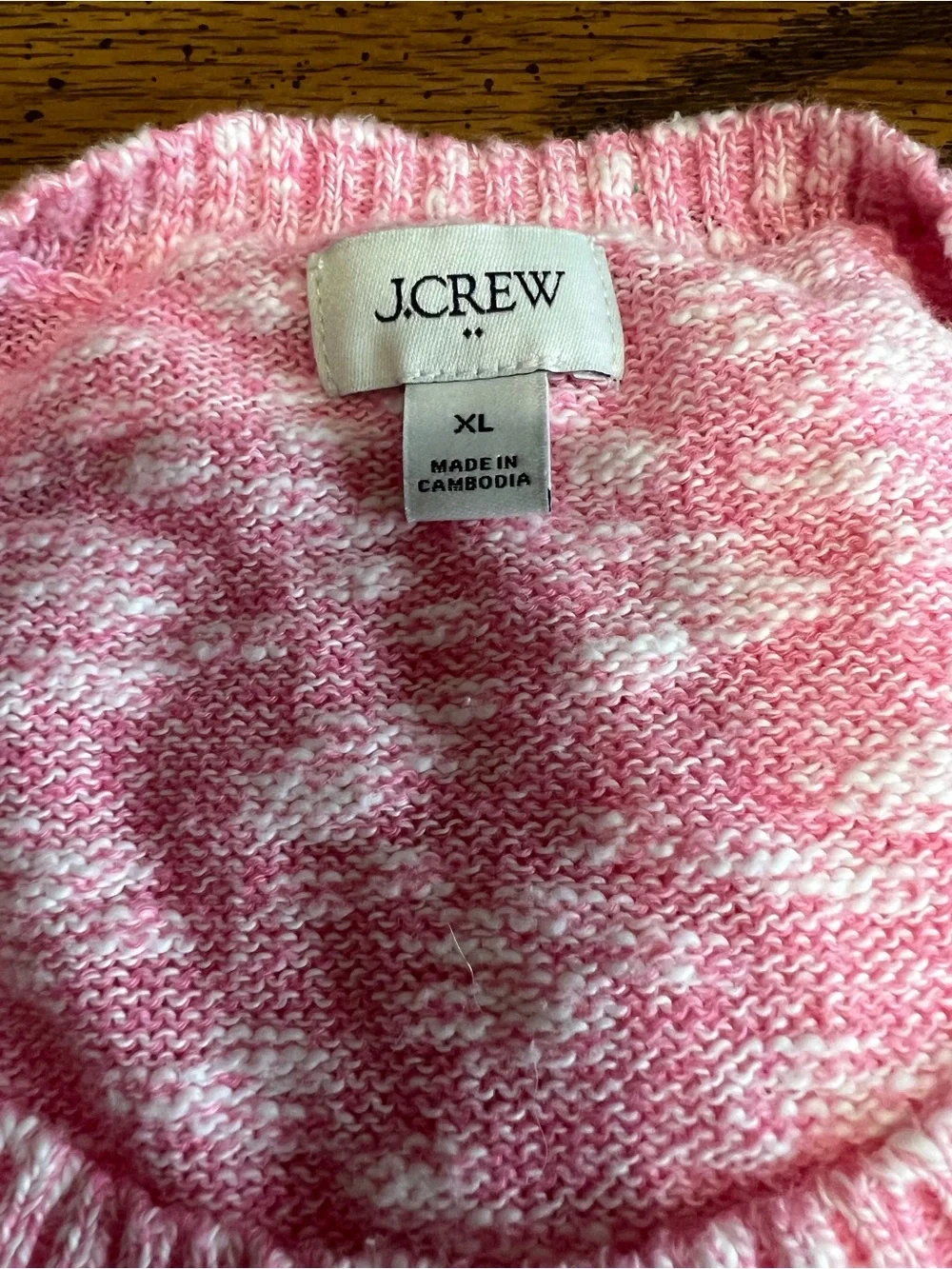 J. Crew Pink and White Marled Crewneck Sweater Brand New size XL.